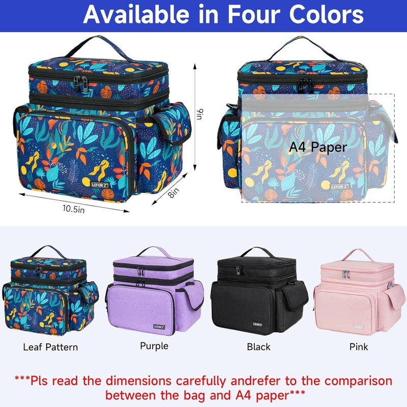 LEFORZ Sewing Supplies Organizer,Double-Layer Sewing Accessories Storage Bag,Protable Travel Sewing Box Sewing Basket for Sewing Tools,Leaf Pattern(Bag Only) - Image 2